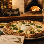Augusto ristorante pizzeria Paris : pizza Burratissima, basilic, burrata