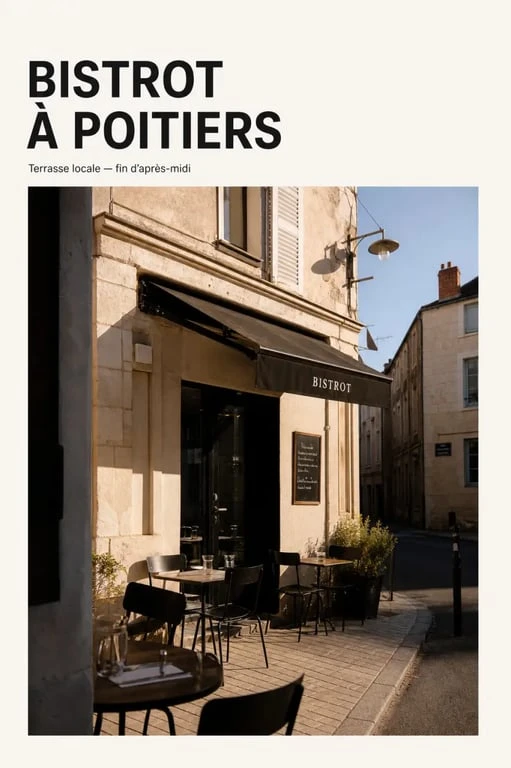 Bistrô des Feuillants à Poitiers, terrasse de bistrot français chaleureux