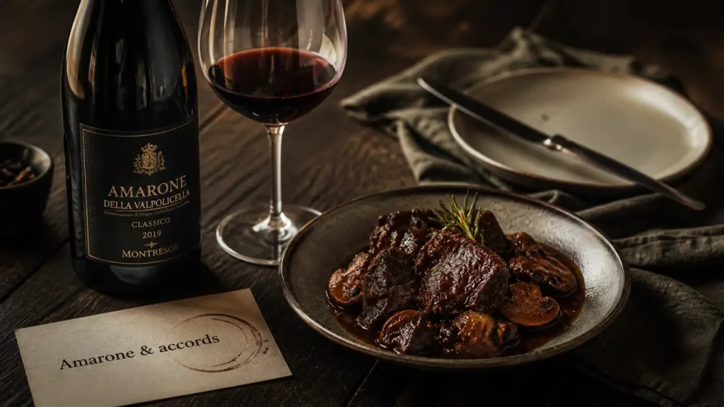 Quels plats avec l’Amarone ? Viandes fondantes, fromages affinés et pièges à éviter