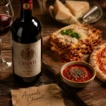 Chianti accord mets vins : tomate, grillades et pecorino sur table toscane