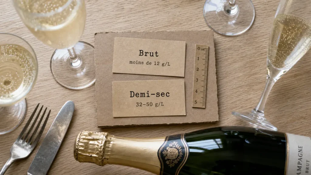 Brut ou demi-sec : moins de 12 g/L face à 32 à 50 g/L