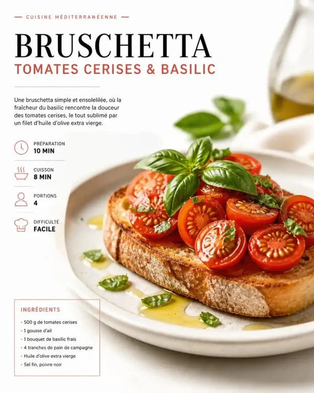 Bruschetta rustique à l'huile d'olive italienne 5 litres et tomates cerises