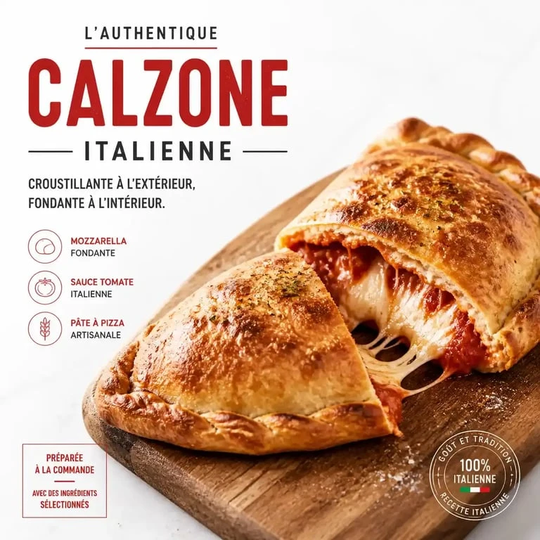Chausson pizza italienne calzone maison coupée en deux