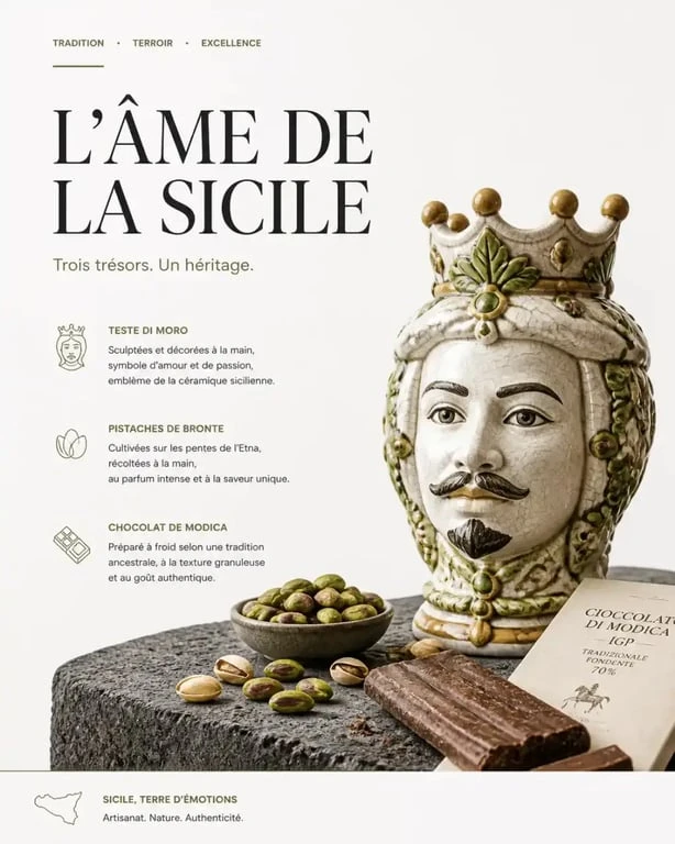 Produits artisanaux et gastronomiques à ramener de Sicile : céramique, pistaches et chocolat