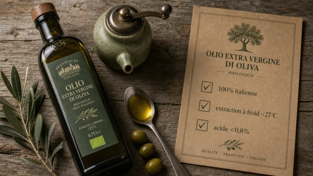 Huile d’olive bio italienne : 27°C, acidité et formats à vérifier avant d’acheter