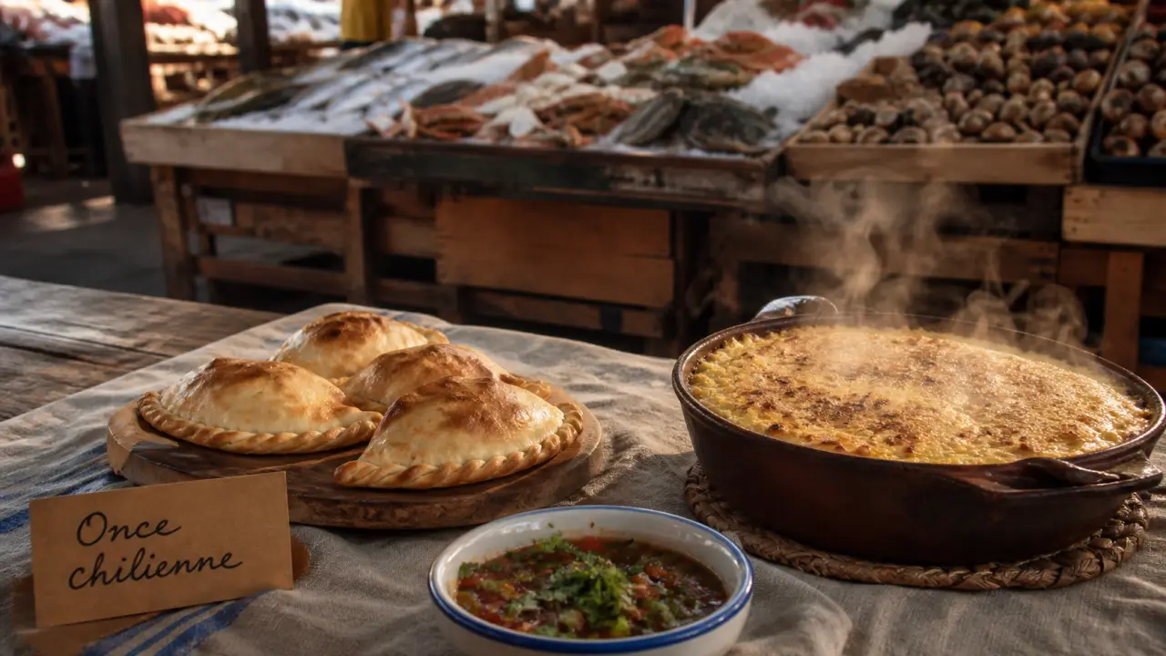 Nourriture du chili : empanadas, pastel de choclo et pebre