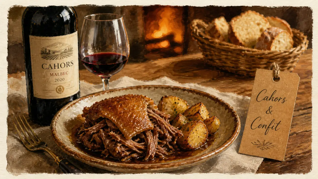 Quel vin avec un confit de canard : Cahors Sud-Ouest, vin rouge