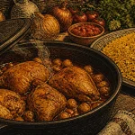Recette au poulet marocain : poulet fondant sauce pois chiches, citron confit et riz safrané