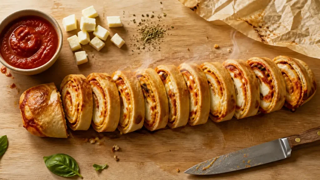 Rotolini di pizza : 2 heures de levée, un roulage net et une cuisson dorée