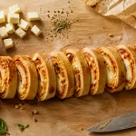 Rotolini di pizza dorés, spirales, sauce tomate et mozzarella