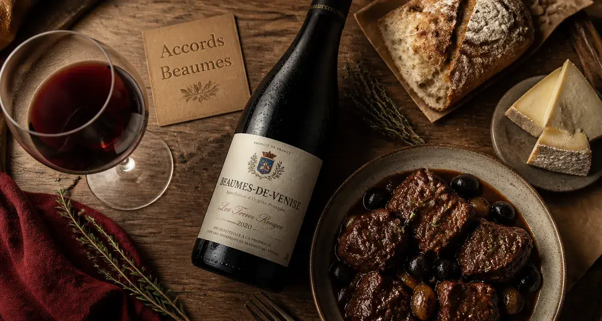 Accord mets vins beaume de venise rouge avec viandes rôties et fromages