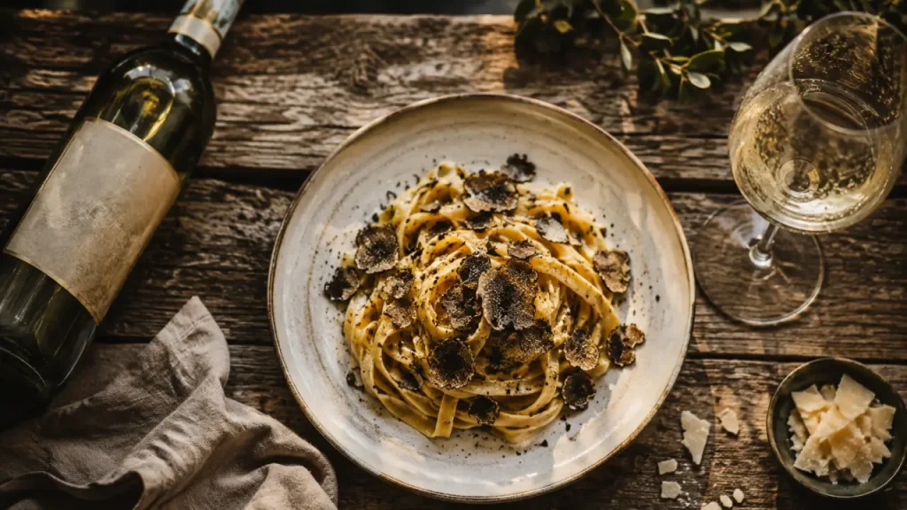 Quel accord mets-vins choisir avec des pâtes aux truffes ? Blancs tendus, rouges discrets, erreurs à éviter
