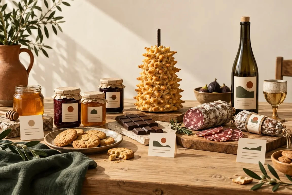 Sélection de produits dans une épicerie Occitanie avec spécialités du terroir