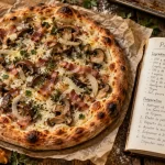 Photo pizza forestière avec champignons poêlés et pâte croustillante