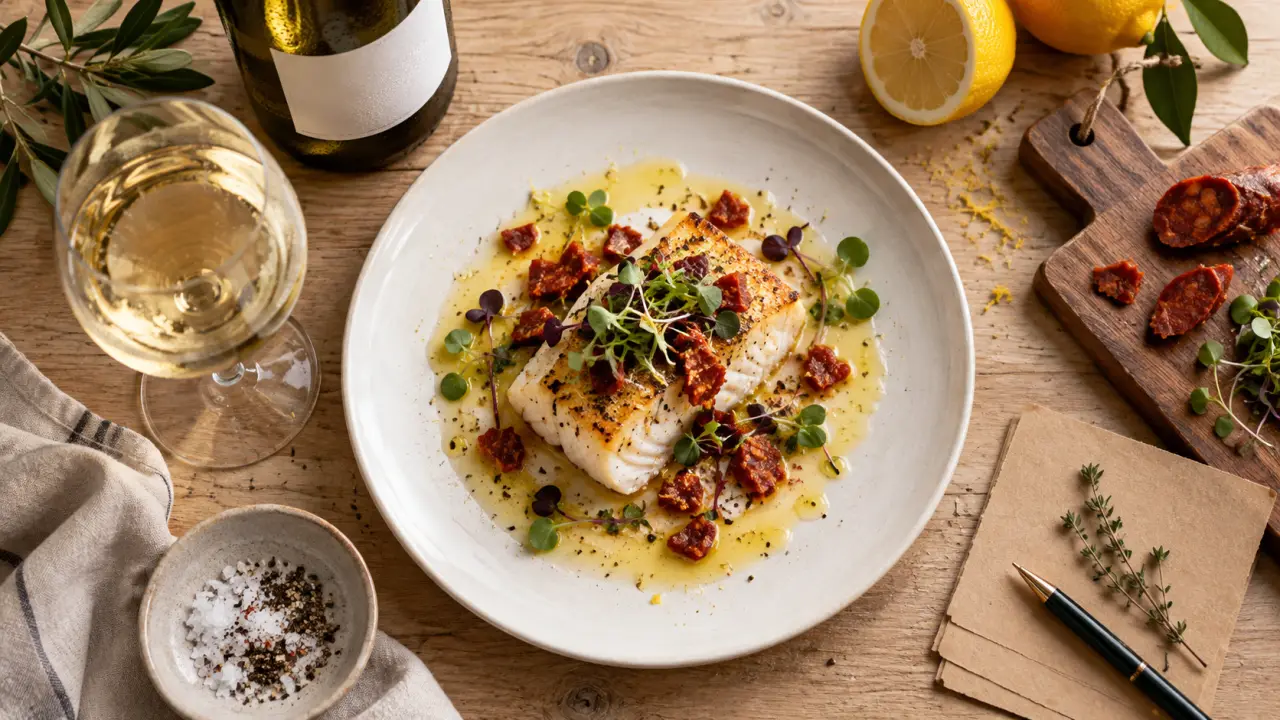 Quel vin servir avec du cabillaud : vin blanc sec avec cabillaud poêlé et sauce citronnée