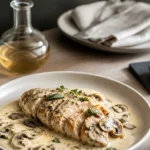 Quelle viande cuisiner avec du vin blanc : filet de poulet à la crème et champignons, verre de vin blanc