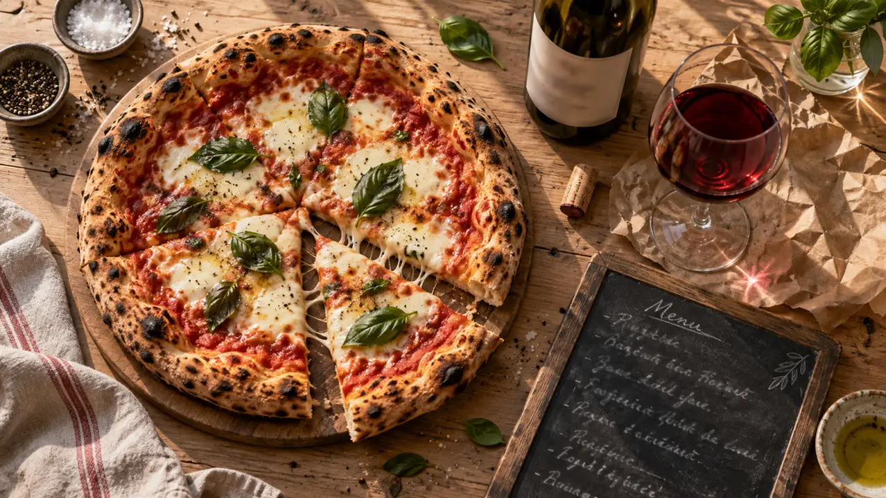 Vin pour pizza rouge, blanc ou rosé avec pizza margherita