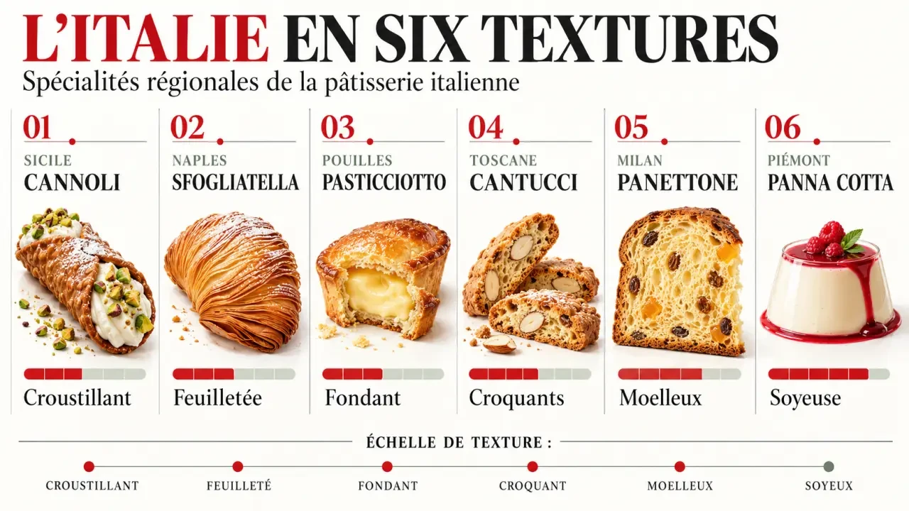 Patisserie italienne : spécialités régionales classées par texture et origine