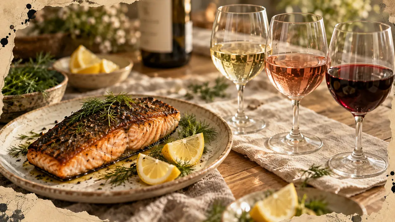 Quel vin avec saumon : verres blanc rosé rouge avec saumon poêlé
