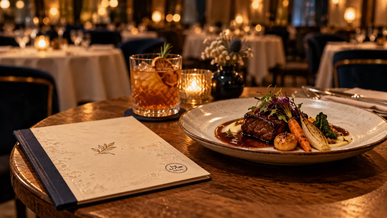 Restaurant gastronomique halal : carte de menu premium pour réserver
