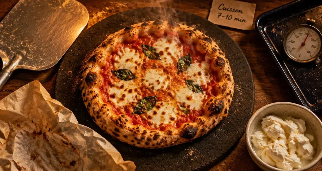 Le temps de cuisson d’une pizza dépend du four, de 60 secondes à 15 minutes