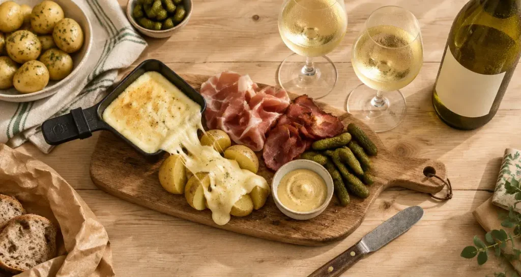 Le vin blanc sec reste le meilleur allié de la raclette, avec une alternative rouge selon la charcuterie